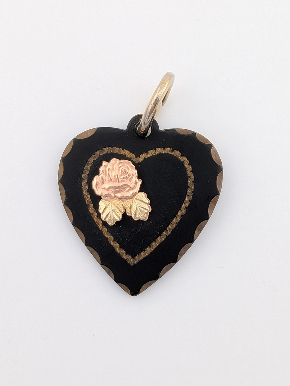 Vintage Black Hills 10K & 12K Heart Yellow & Rose Gold Pendant Charm